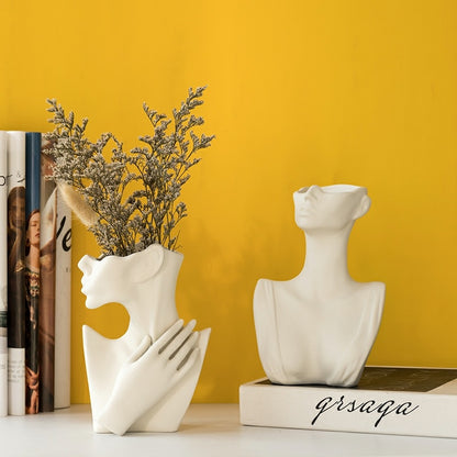 Nordic Human Body Ceramic Dried Flower Vase Decorative Ornaments