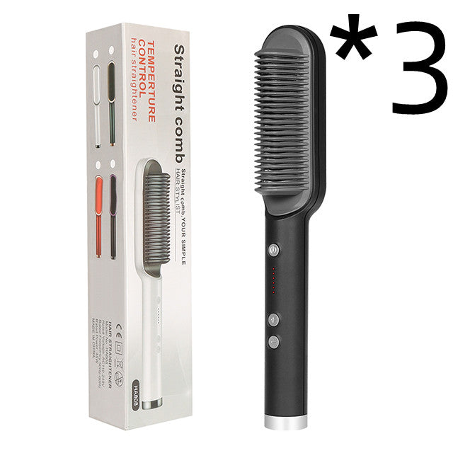 New 2 In 1 Hair Straightener Hot Comb Negative Ion Curling Tong Dual-purpose Electric Hair Brush