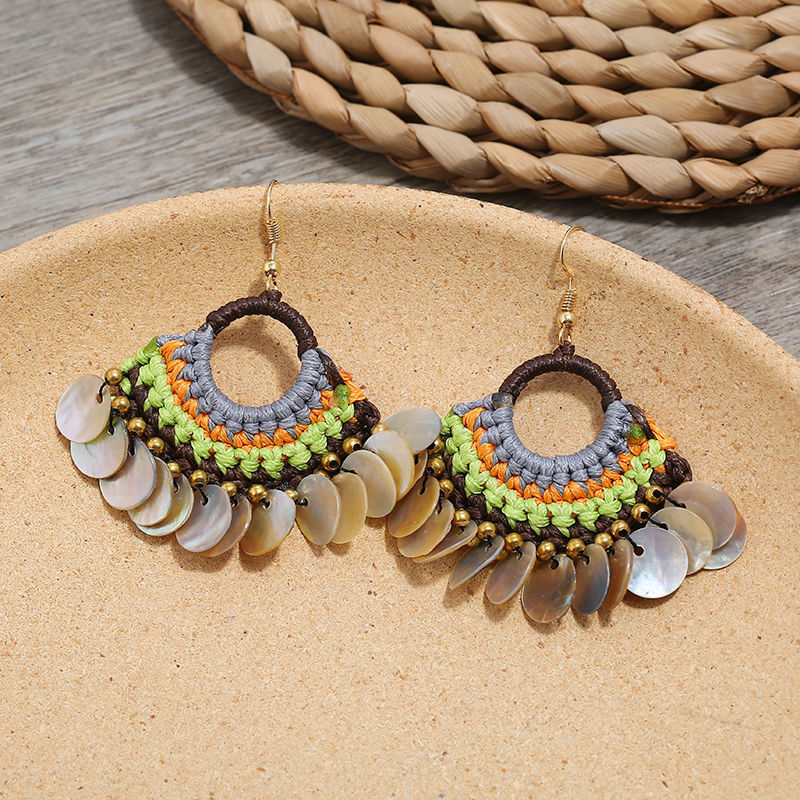 Handmade Weave Vintage Vacation Versatile Temperamental Earrings Women