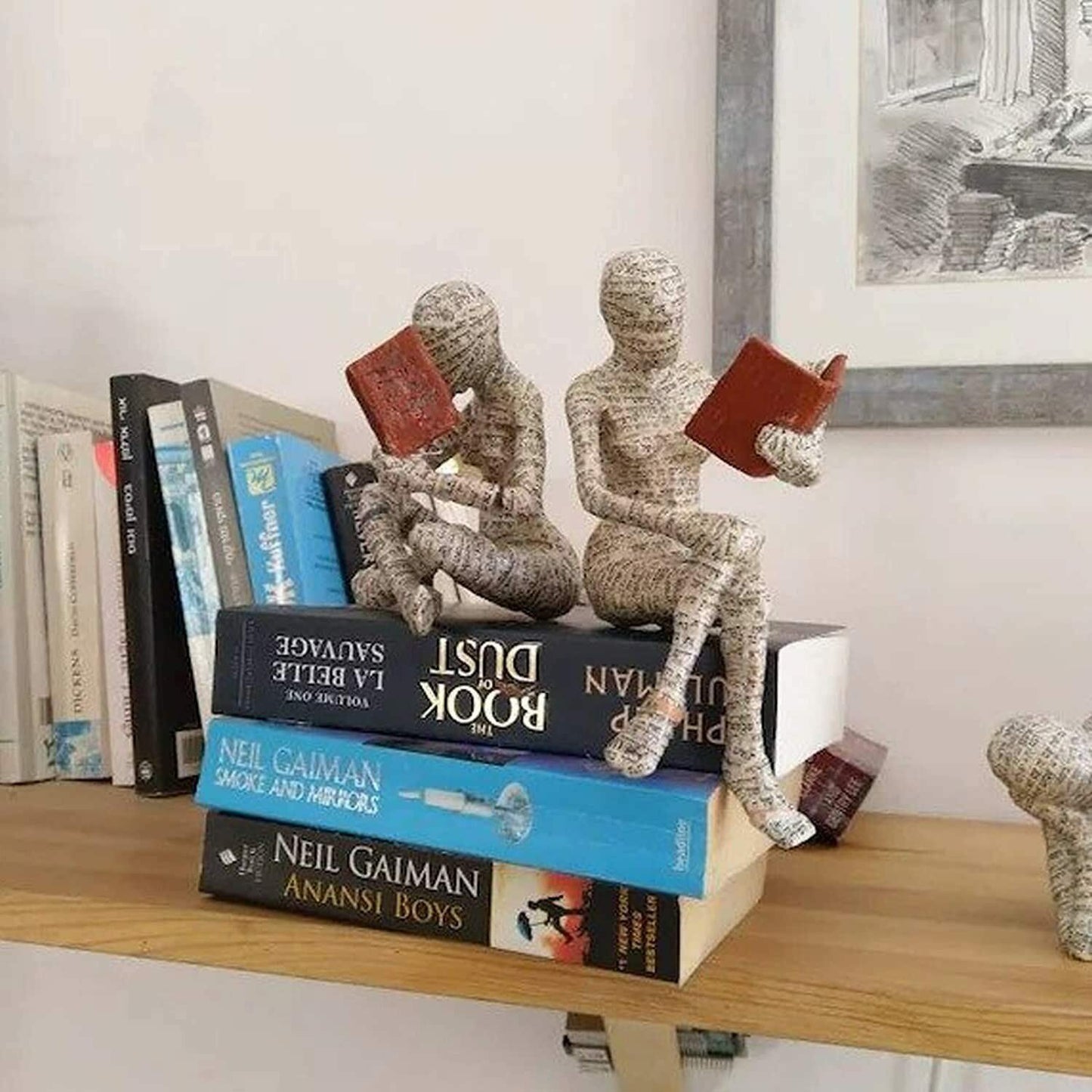 Reading Woman Thinker Resin Statue House Decoration Ornament Character Sculpture Home Decor Ornament Bookshelf Decoration