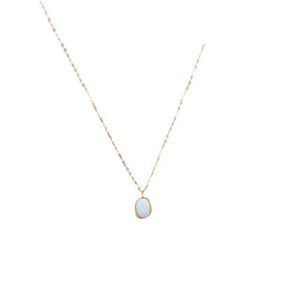 Simple Titanium Steel Natural Opal Necklace