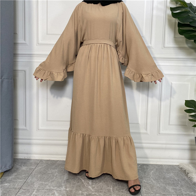 Fashionable Women's Solid Color Patchwork Muslim Dress