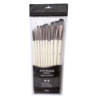 10 Pearl White Watercolor Brushes, Nylon Brushes