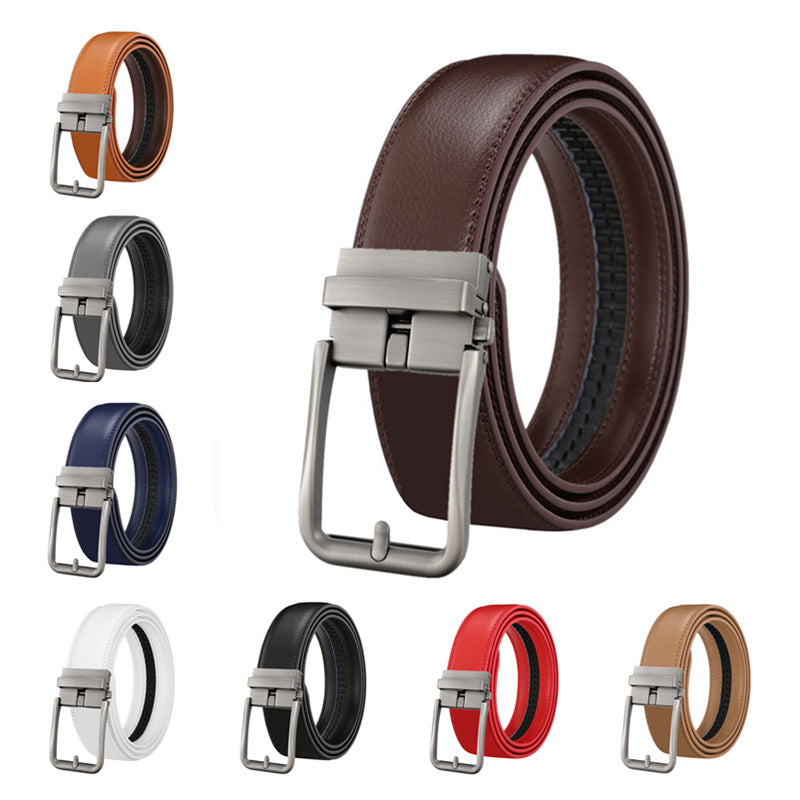 Men's Leather Belt Automatic Buckle Simple Hollow