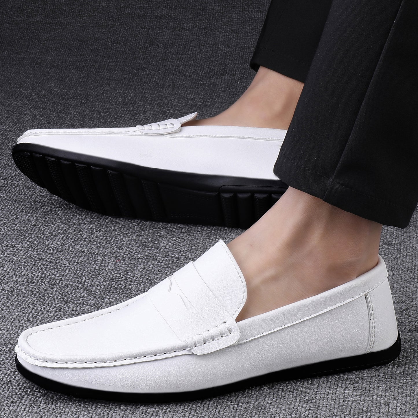 Summer Casual Leather Shoes Driving Flat Fashionable Outdoor Loafers