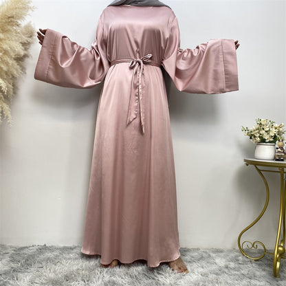 Women's Lace Up Satin Muslim Dress