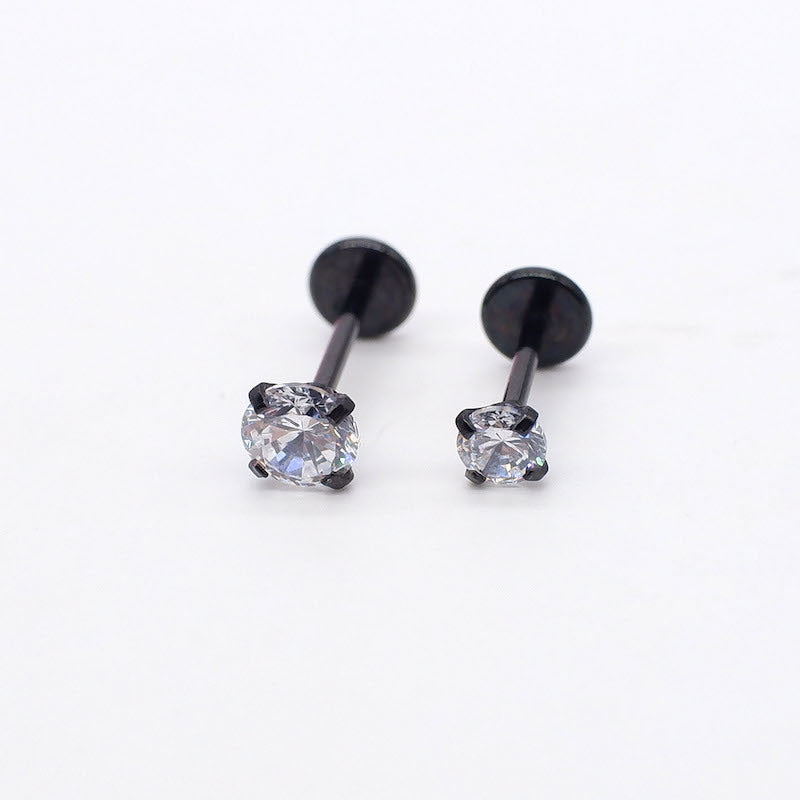 Titanium Steel Zircon Internal Teeth Labret Nose Stud