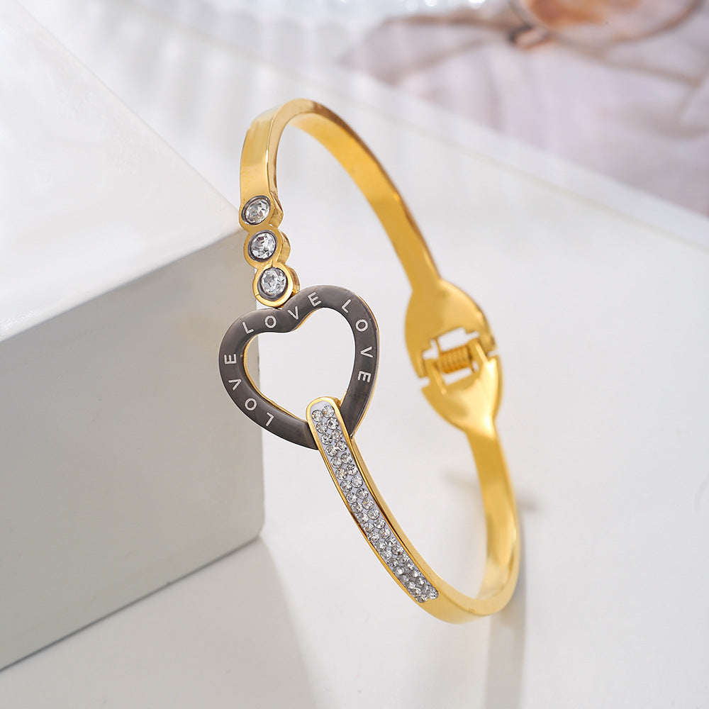 Women's Fashion Hollow Diamond Drop Oil Love Bracelet