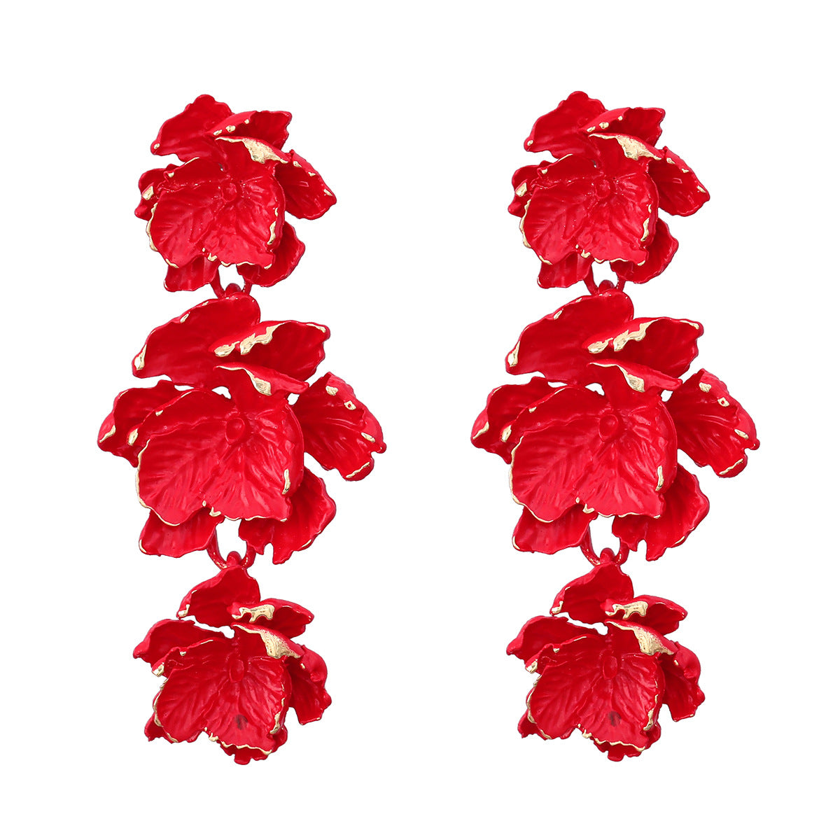 Flower Earrings Women's Multi-layer Alloy Spray Paint