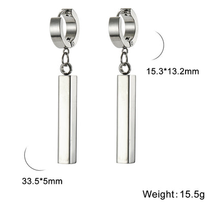 Cut Titanium Steel Glossy Strip Pendant Ear Clip