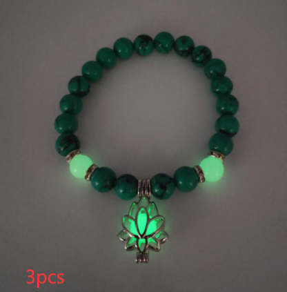 Energy Luminous Lotus Natural Stone Bracelet Yoga Healing Luminous Glow In The Dark Charm Beads Bracelet For Men Women Prayer Buddhism