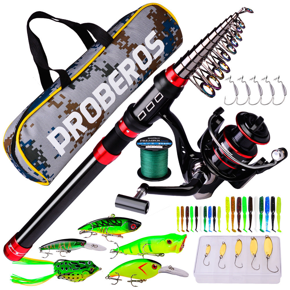 Long Cast Rod Fishing Reel Line Bag Bait Combination Set