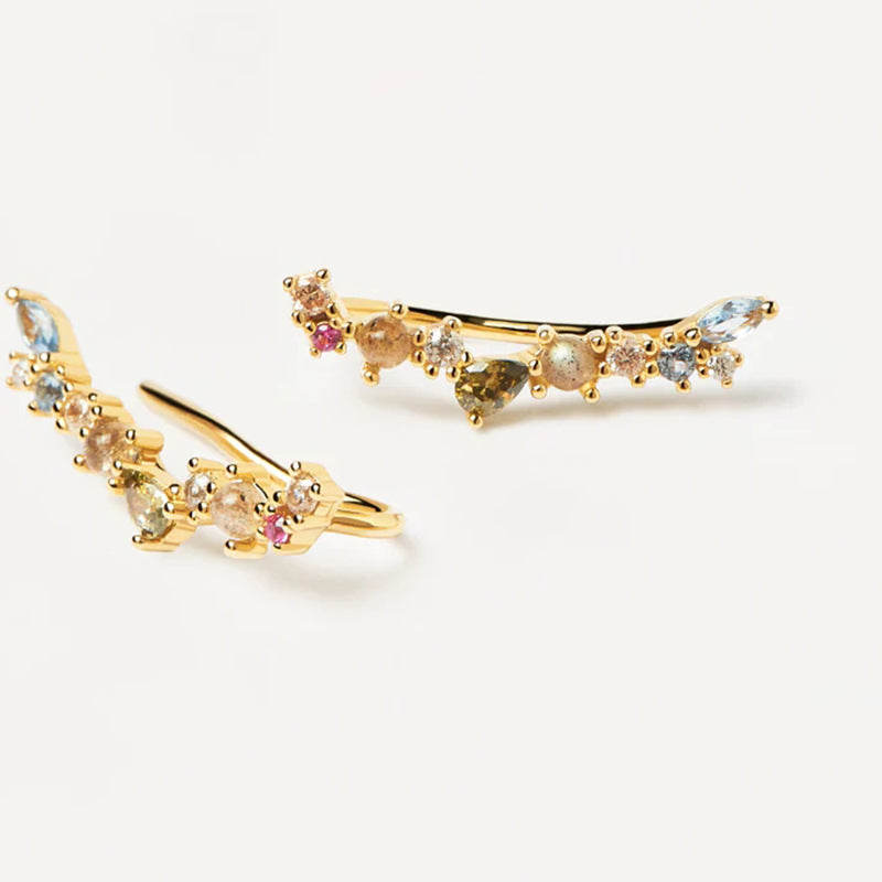 New Korean Style Niche Ear Gallery Colorful Crystals XINGX Earrings
