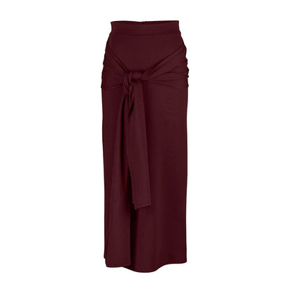 Women's Solid Color Muslim Hip Skirt