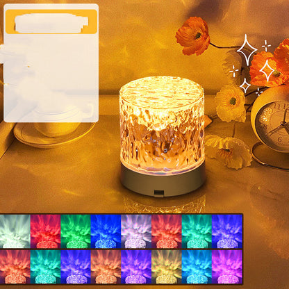 Crystal Lamp Water Ripple Projector Night Light Decoration Home Houses Bedroom Aesthetic Atmosphere Holiday Gift Sunset Lights Home Decor
