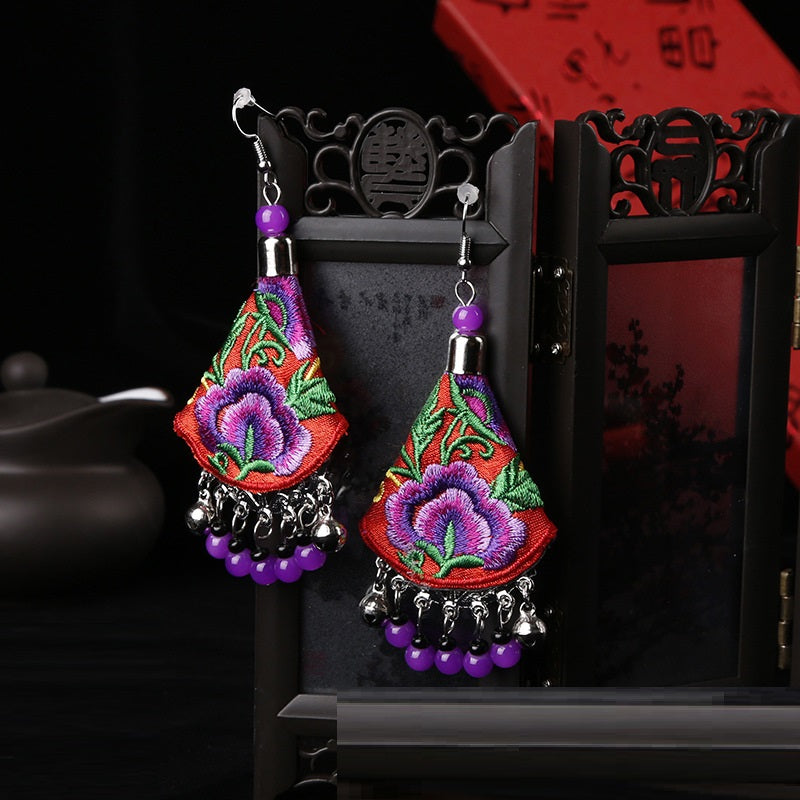 Ethnic Style Handmade Embroidery Earrings