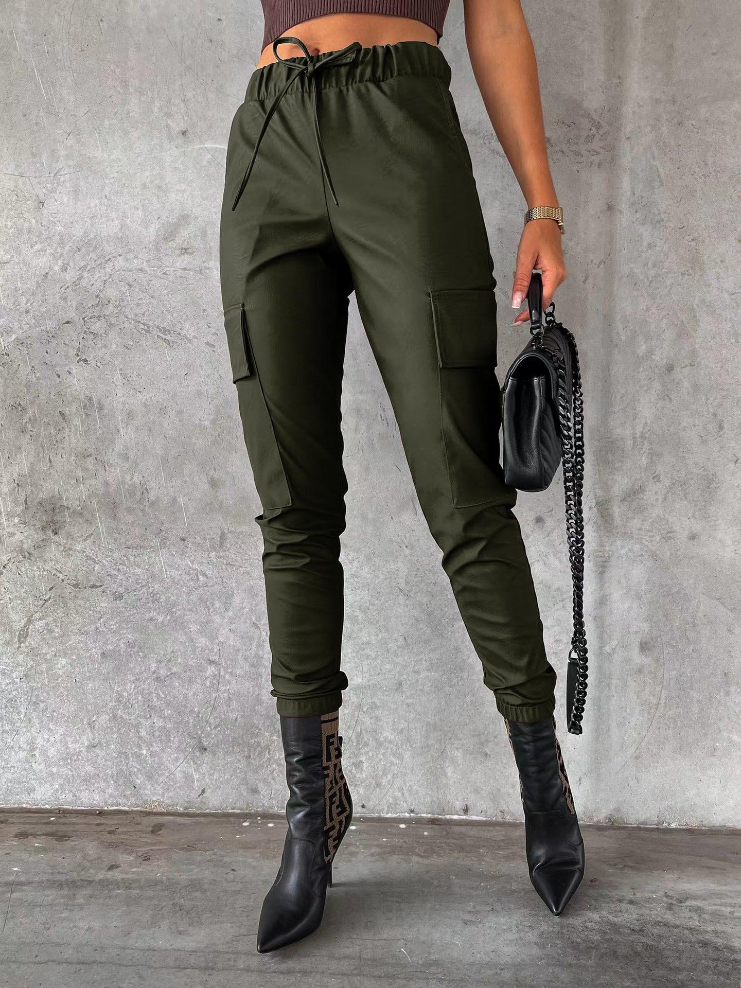European And American Matte Leather Pants