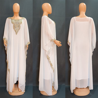 Women's Dress Embroidered Lace Muslim Robe