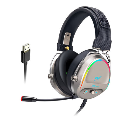 USB Headset Gaming Headset RGB Luminous Gaming Wired Headset With Microphone