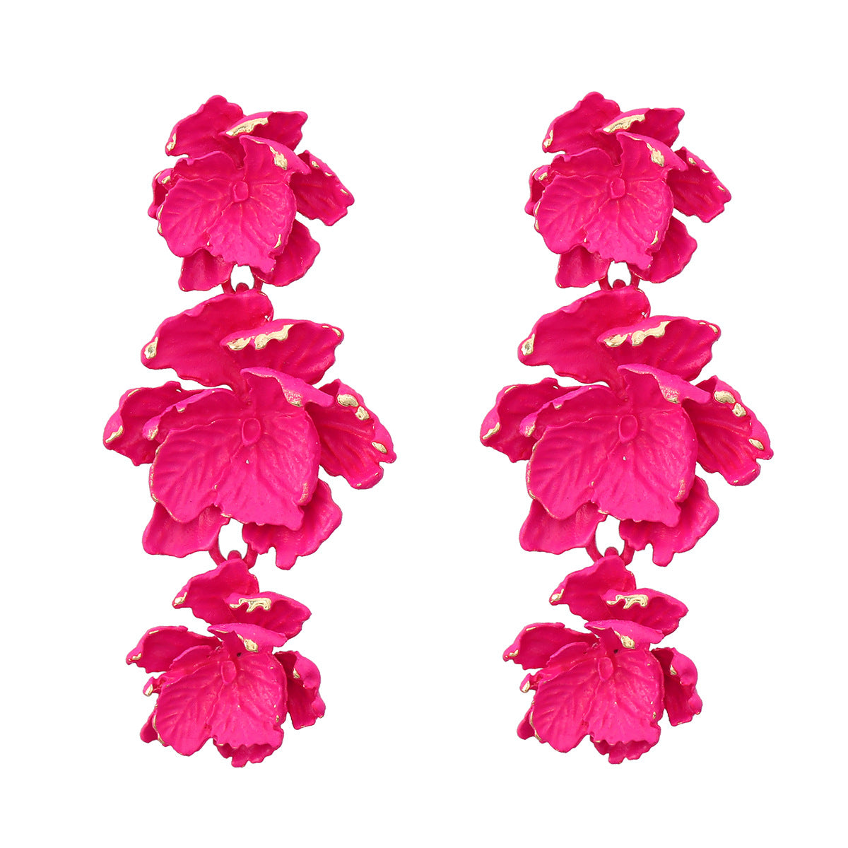 Flower Earrings Women's Multi-layer Alloy Spray Paint